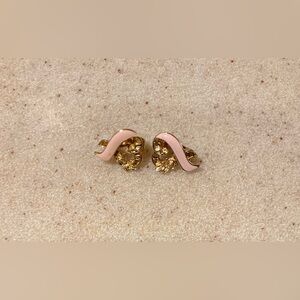 Gold and Pink Ribbon Earrings